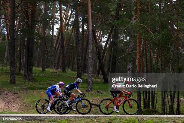 Alexandra Manly of Australia and Team Jayco-AlUla, Sara Martín of Spain and Movistar Team and Elisa Balsamo of Italy and Team Trek-Segafredo compete...