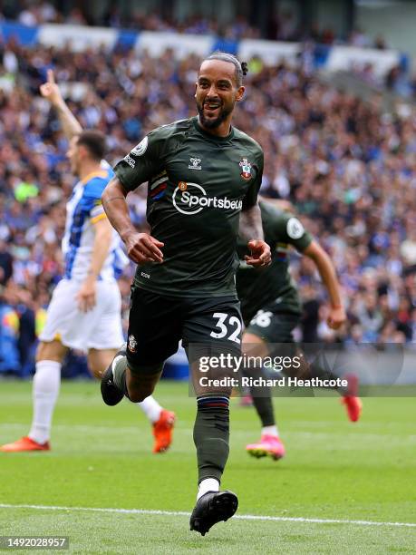 Theo Walcott of Southampton celebrates after scoring a goal that was later ruled out by VAR for offside during the Premier League match between...