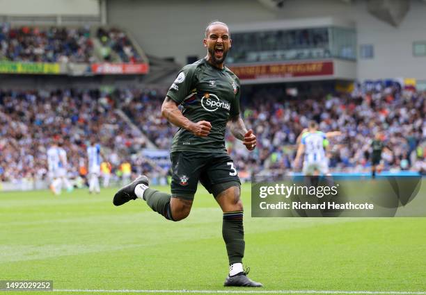 Theo Walcott of Southampton celebrates after scoring a goal that was later ruled out by VAR for offside during the Premier League match between...