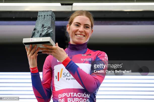 Demi Vollering of The Netherlands and Team SD Worx celebrates at podium as Purple Leader Jersey winner during the 8th Vuelta a Burgos Feminas 2023,...