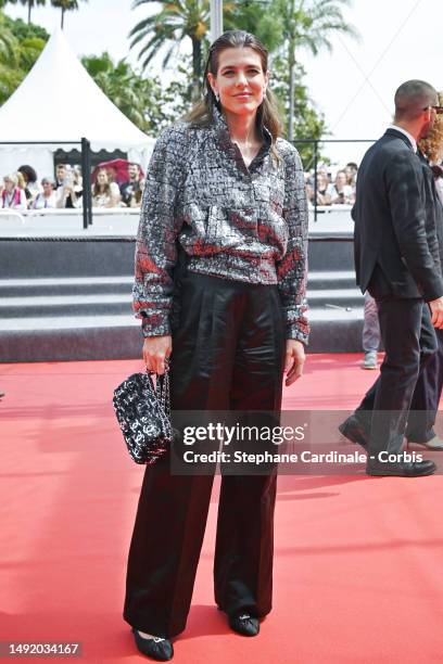 Charlotte Casiraghi attends the "Anatomie D'une Chute " red carpet during the 76th annual Cannes film festival at Palais des Festivals on May 21,...