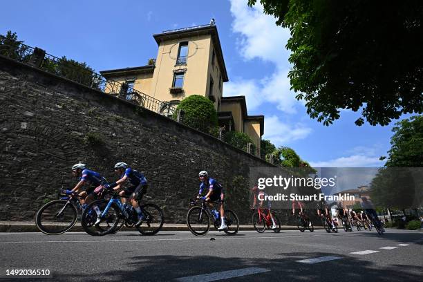 Kristian Sbaragli of Italy and Team Alpecin-Deceuninck, Max Kanter of Germany and Movistar Team and Senne Leysen of Belgium and Team...