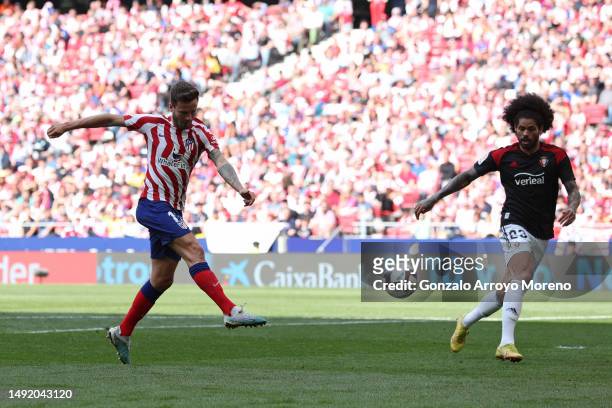 Saul Niguez of Atletico Madrid scores the team's second goal during the LaLiga Santander match between Atletico de Madrid and CA Osasuna at Civitas...