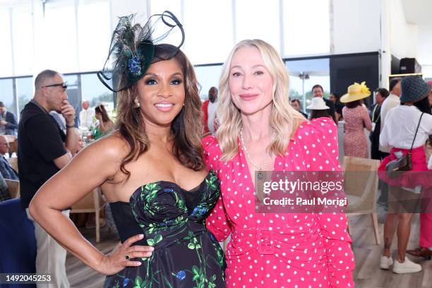 Dawn Moore, First Lady of Maryland and Belinda Stronach, Chairwoman, CEO and President, The Stronach Group and 1/ST attend Preakness 148 Hosted By...