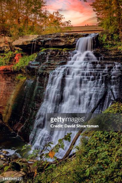 scenic view of brandywine falls in cuyahoga valley national park in the autumn forest - 克里夫蘭 俄亥俄州 個照片及圖片檔