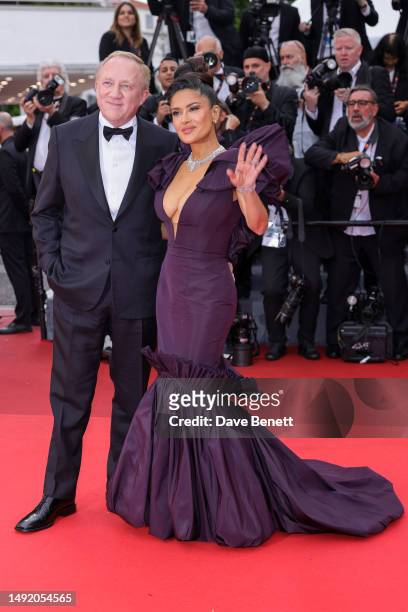 Francois-Henri Pinault and Salma Hayek attend the Cannes Film Festival World Premiere of Apple Original Films' "Killers Of The Flower Moon" at the...