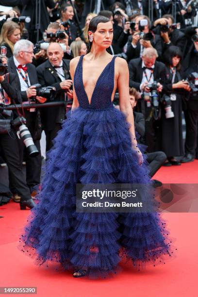 Irina Shayk attends the Cannes Film Festival World Premiere of Apple Original Films' "Killers Of The Flower Moon" at the Palais des Festivals on May...