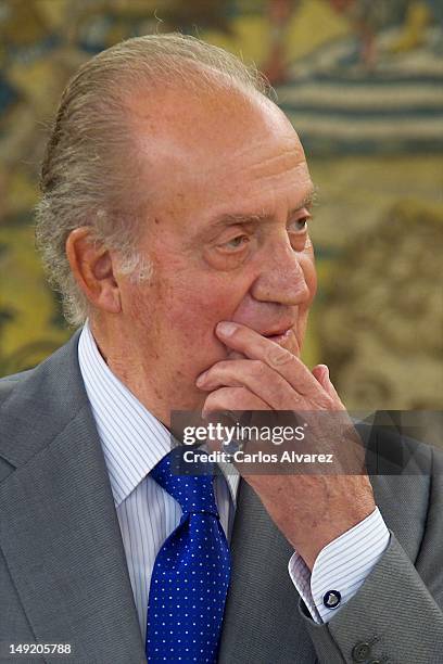 King Juan Carlos of Spain attends several audiences at Zarzuela Palace on July 25, 2012 in Madrid, Spain.