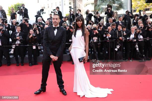 Mohammed Al Turki and Naomi Campbell attends the "Firebrand " red carpet during the 76th annual Cannes film festival at Palais des Festivals on May...