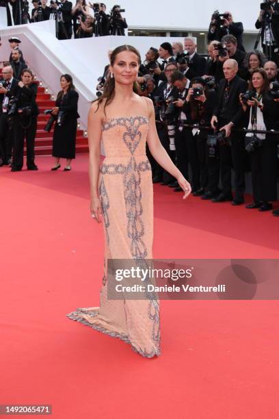 Alicia Vikander attends the "Firebrand " red carpet during the 76th annual Cannes film festival at Palais des Festivals on May 21, 2023 in Cannes,...