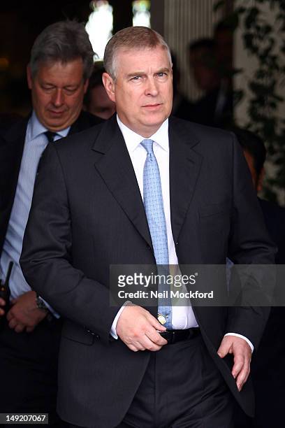 Prince Andrew seen leaving Claridges Hotel on July 25, 2012 in London, England.