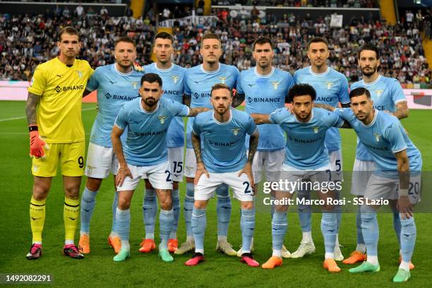 Lazio team line up ashea during the Serie A match between Udinese Calcio and SS Lazio at Dacia Arena on May 21, 2023 in Udine, Italy .