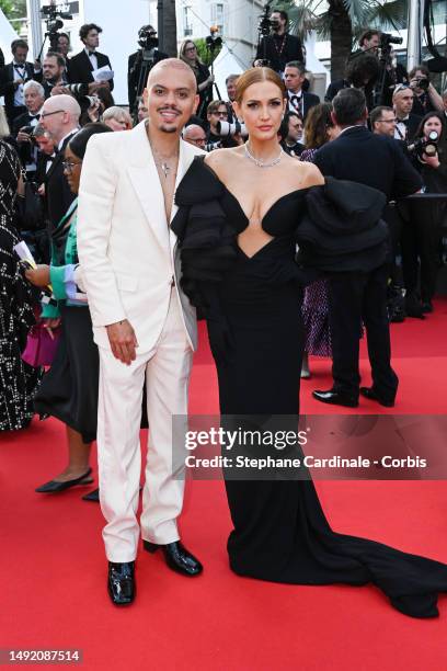 Evan Ross-Naess and Ashlee Simpson attend the "Firebrand " red carpet during the 76th annual Cannes film festival at Palais des Festivals on May 21,...