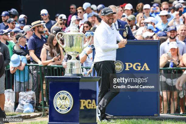 Michael Block of The United States a PGA Club Professional waits to tee off in his group with Rory McILroy of Northern Ireland on the first hole...