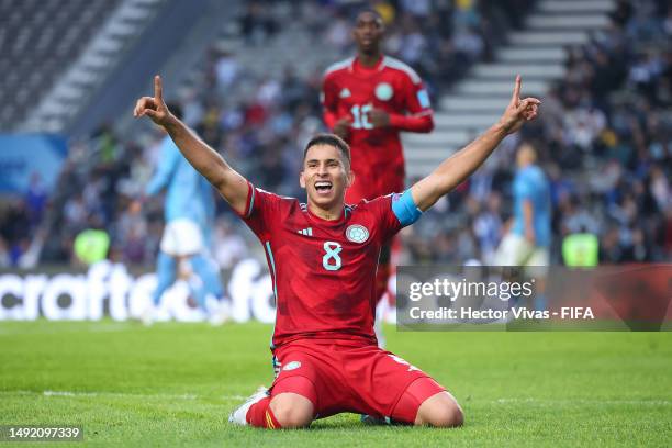 Gustavo Puerta of Colombia celebrates after scoring the team's second goal during the FIFA U-20 World Cup Argentina 2023 Group C match between Israel...