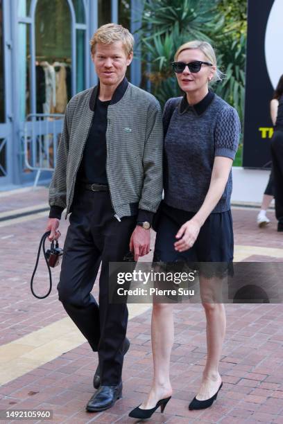 Jesse Plemons and Kirsten Dunst are seen at "Le Majestic" Hotel during the 76th Cannes film festival on May 21, 2023 in Cannes, France.