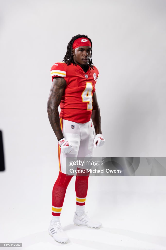 Rashee Rice of the Kansas City Chiefs poses for a portrait during the ...