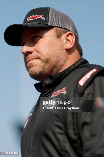 Ryan Newman, driver of the Biohaven/Jacob Co. Ford, waits on the grid prior to the NASCAR Cup Series All-Star Open Race at North Wilkesboro Speedway...