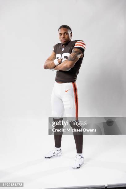 Cedric Tillman of the Cleveland Browns poses for a portrait during the NFLPA Rookie Premiere on May 20, 2023 in Los Angeles, California.