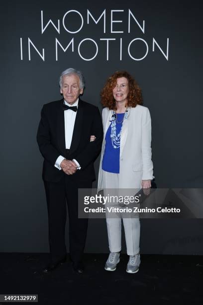 Costa-Gavras and Michele Ray Gavras attend Kering And Cannes Film Festival Official Dinner Photocall on May 21, 2023 in Cannes, France.