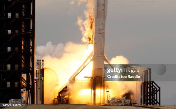 The SpaceX Falcon 9 rocket with the Crew Dragon spacecraft lifts off from pad 39A at the Kennedy Space Center on May 21, 2023 in Cape Canaveral,...