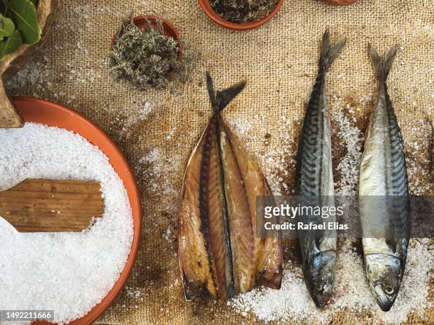 dried salted fish - anjova fotografías e imágenes de stock