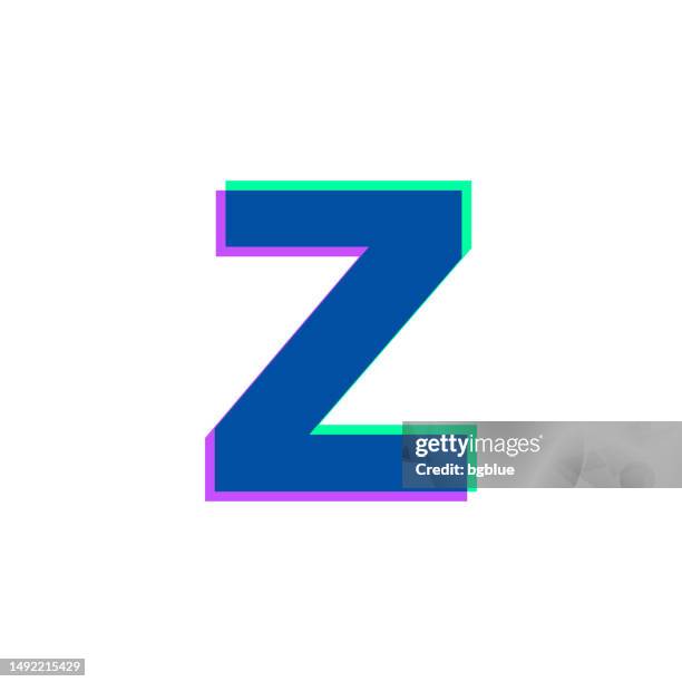 buchstabe z. symbol mit zweifarbiger überlagerung auf weißem hintergrund - buchstabe z stock-grafiken, -clipart, -cartoons und -symbole