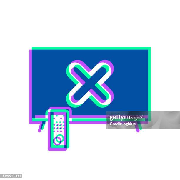 tv with cross mark. icon with two color overlay on white background - green check mark transparent background stock illustrations