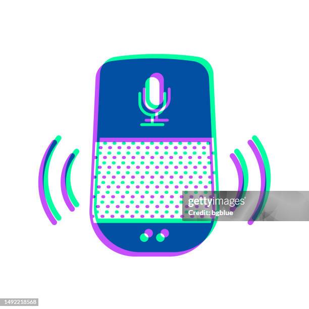 voice assistant - smart speaker. icon with two color overlay on white background - using smart speaker stock illustrations