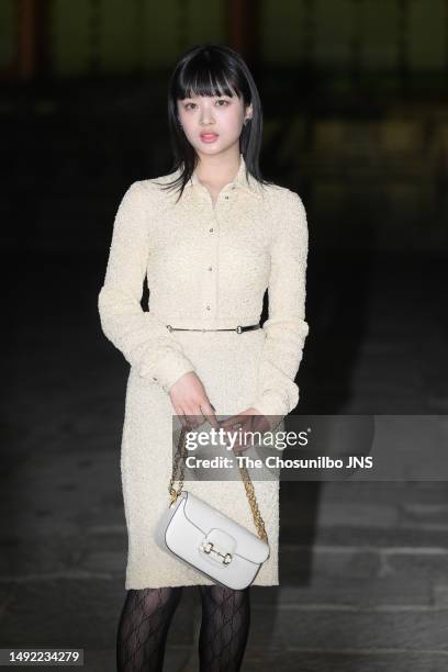 Hanni of k-pop girl group NewJeans attends the Gucci Seoul Cruise 2024 fashion show at Gyeongbokgung Palace on May 16, 2023 in Seoul, South Korea.