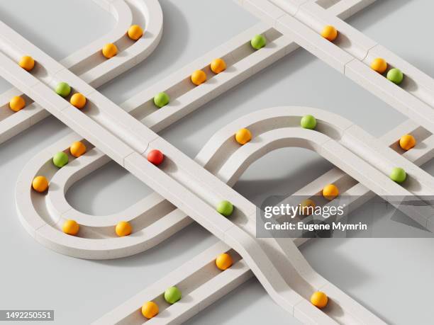 3d image of rolling objects along a path - route à une voie photos et images de collection