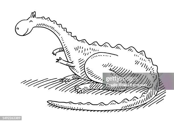 stockillustraties, clipart, cartoons en iconen met cute cartoon dinosaur drawing - drawing dinosaurs