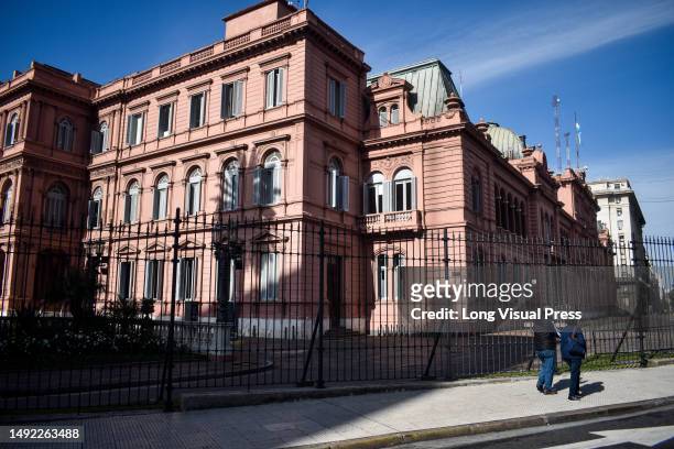 General view of the 'Pink House' Casa Rosada also known as the presidential palace of Argentina on May 20 2023 in Buenos Aires, Argentina. Photo by:...