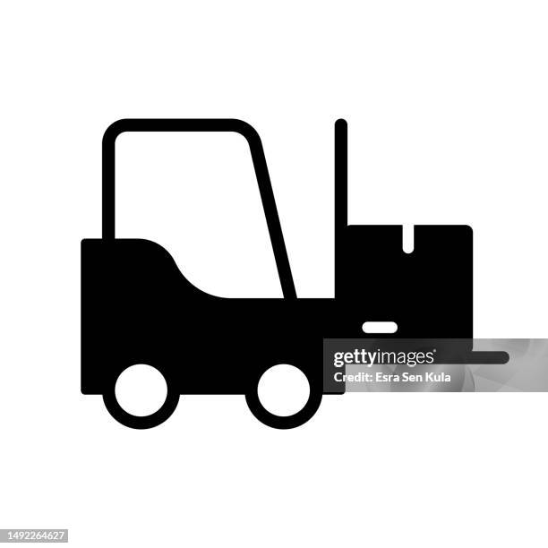 forklift truck solid icon. design is suitable for web page, mobile app, ui, ux and gui design. - pallet stock illustrations