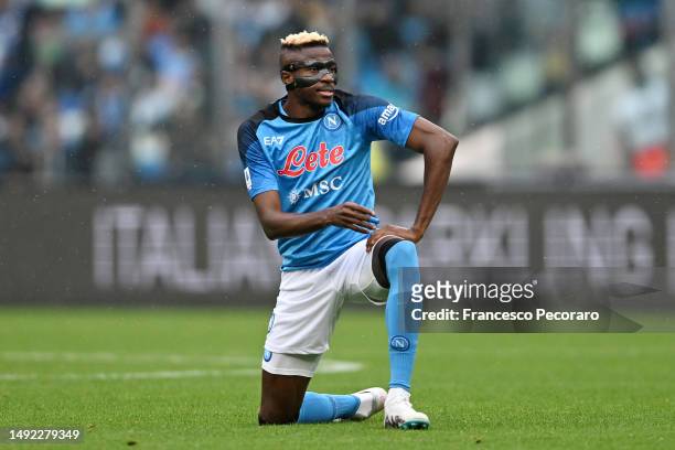 Victor Osimhen of SSC Napoli during the Serie A match between SSC Napoli and FC Internazionale at Stadio Diego Armando Maradona on May 21, 2023 in...