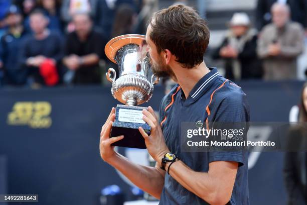 The Russian tennis player Daniil Medvedev wins the Italian tennis internationals at the Foro Italico. Rome , May 21st, 2023.