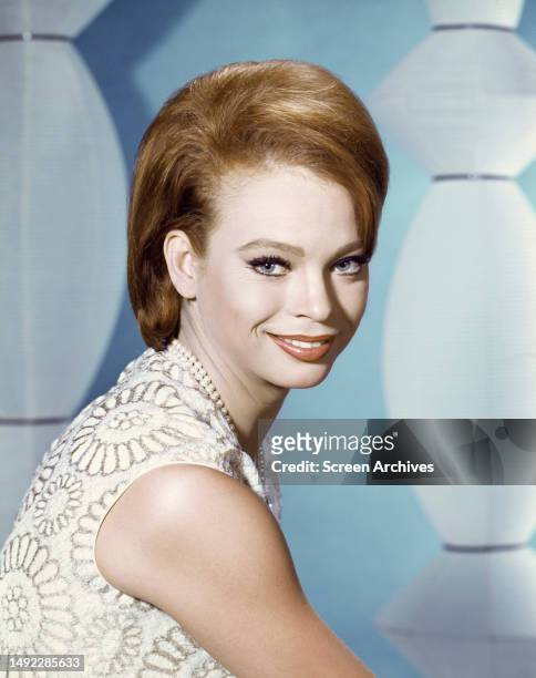 Juliet Prowse, South African raised dancer and actress poses for studio publicity portrait, circa 1960.