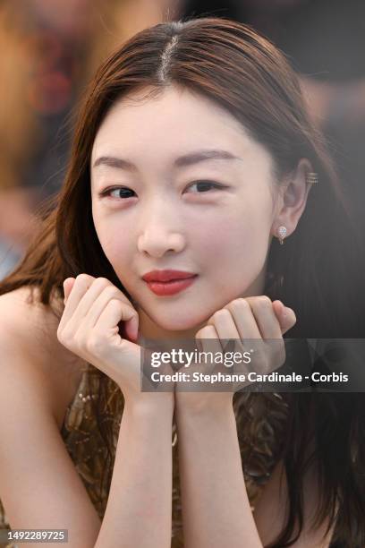 Dongyu Zhou attends the "Ran Dong " photocall at the 76th annual Cannes film festival at Palais des Festivals on May 22, 2023 in Cannes, France.