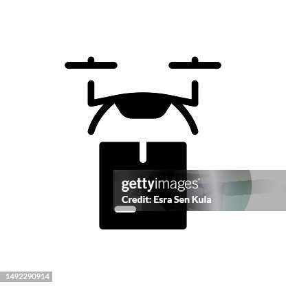 Drone Delivery Solid Icon. Design is Suitable for Web Page, Mobile App, UI, UX and GUI design. Drone Delivery Solid Icon. Design is Suitable for Web Page, Mobile App, UI, UX and GUI design.