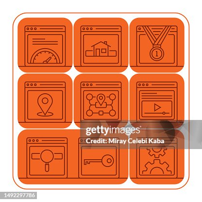 Search Engine Optimization Banner Line Icon Set Design Search Engine Optimization Banner Line Icon Set Design
