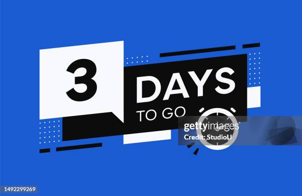 ilustrações de stock, clip art, desenhos animados e ícones de countdown three days to go banner template. - contagem regressiva