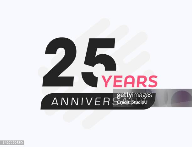 ilustraciones, imágenes clip art, dibujos animados e iconos de stock de plantilla de banner de celebración del aniversario de 25 años - 25 years