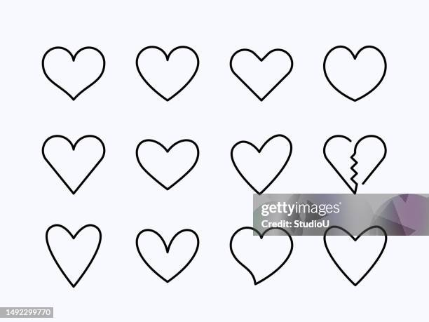 illustrazioni stock, clip art, cartoni animati e icone di tendenza di icone della forma del cuore del vettore del tratto modificabili - simbolo-di-cuore