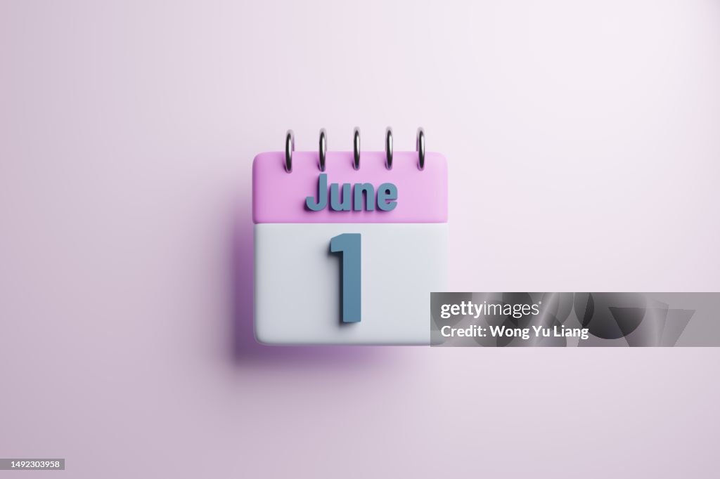 1st of June Calendar ,3D render