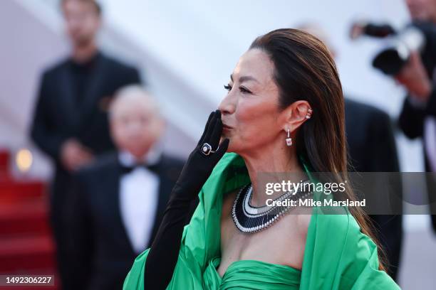 Michelle Yeoh attends the "Firebrand " red carpet during the 76th annual Cannes film festival at Palais des Festivals on May 21, 2023 in Cannes,...