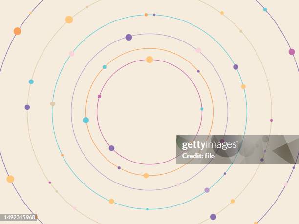 illustrations, cliparts, dessins animés et icônes de anneaux de rotation molécule atome noyau cercle abstrait arrière-plan - espace texte