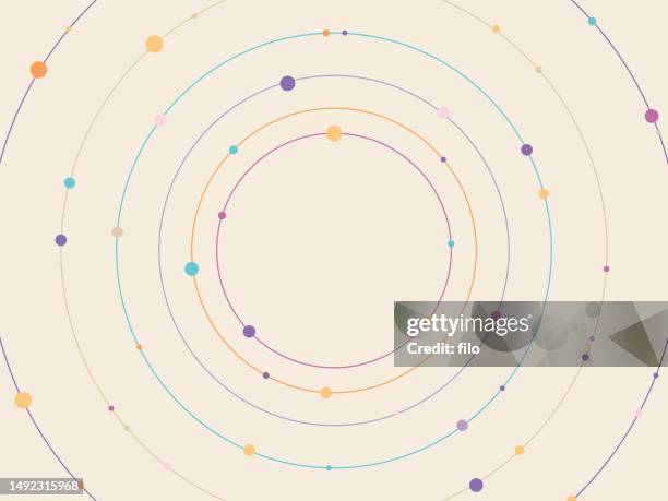 rotation rings molecule atom nucleus abstract circle background - orbiting stock illustrations