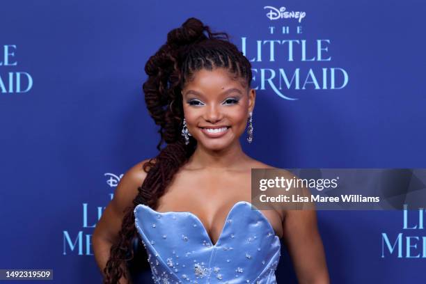 Halle Bailey attends the Australian premiere of "The Little Mermaid" at State Theatre on May 22, 2023 in Sydney, Australia.