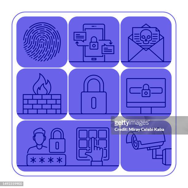 cyber security banner line icon set design - pin eingabe stock-grafiken, -clipart, -cartoons und -symbole
