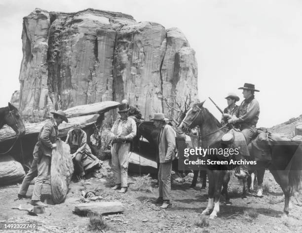 The Searchers' John Wayne, Jeffrey Hunter, Ward Bond, John Qualen, Hank Worden Indian Grave Scene from the 1956 John Ford Western.